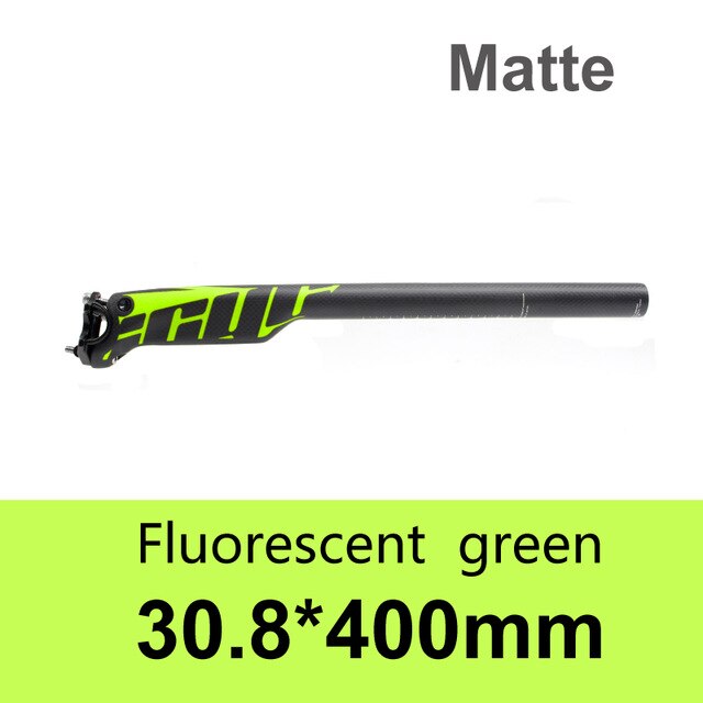 Bike Full Carbon Fiber Seat Post MTB Mountain Bike Road Bicycle Ultralight Seat Tube 27.2/30.9/31.6mm*350mm/400mm Bike Seatpost: 30.8x400mm Green 2