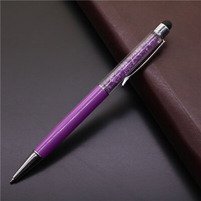 10 stücke Kreative Stylus Touch Pen kristall 0,7mm Kugelschreiber für Schreiben Schreibwaren Büro Schule Schwarz refill 2 in einem: purple