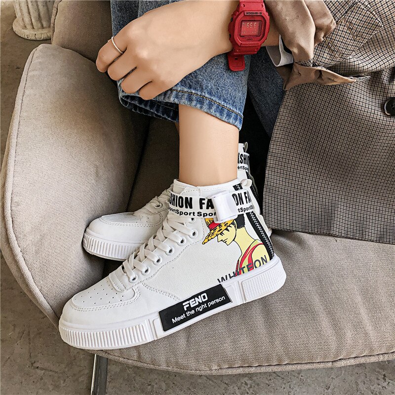 PARZIVAL Men's ONE PIECE Shoes Sneakers Anime PU Leather Classic High Top Men Vulcanized Shoes Cosplay Casual Men's Boots Male