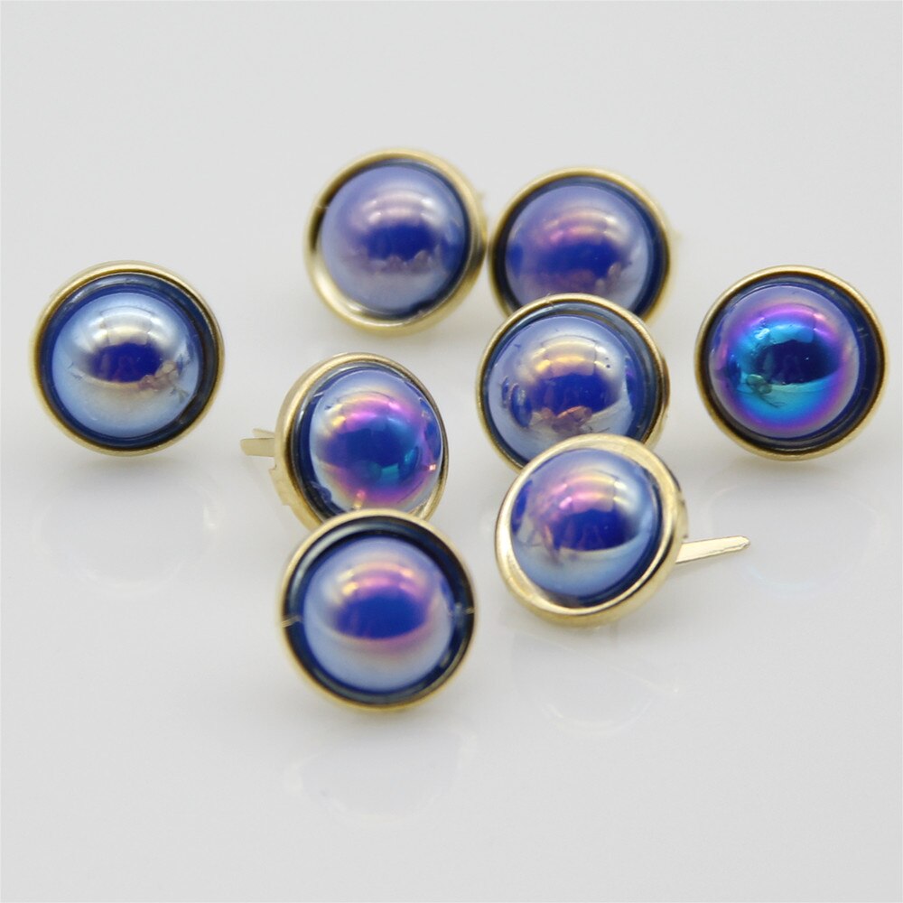 20pcs Big Colorful Pearl Brads Metal Gold Scrapbooking Embellishment Decor DIY Crafts Accessories Handmade Photo Album Fastener: Dark Blue as photo