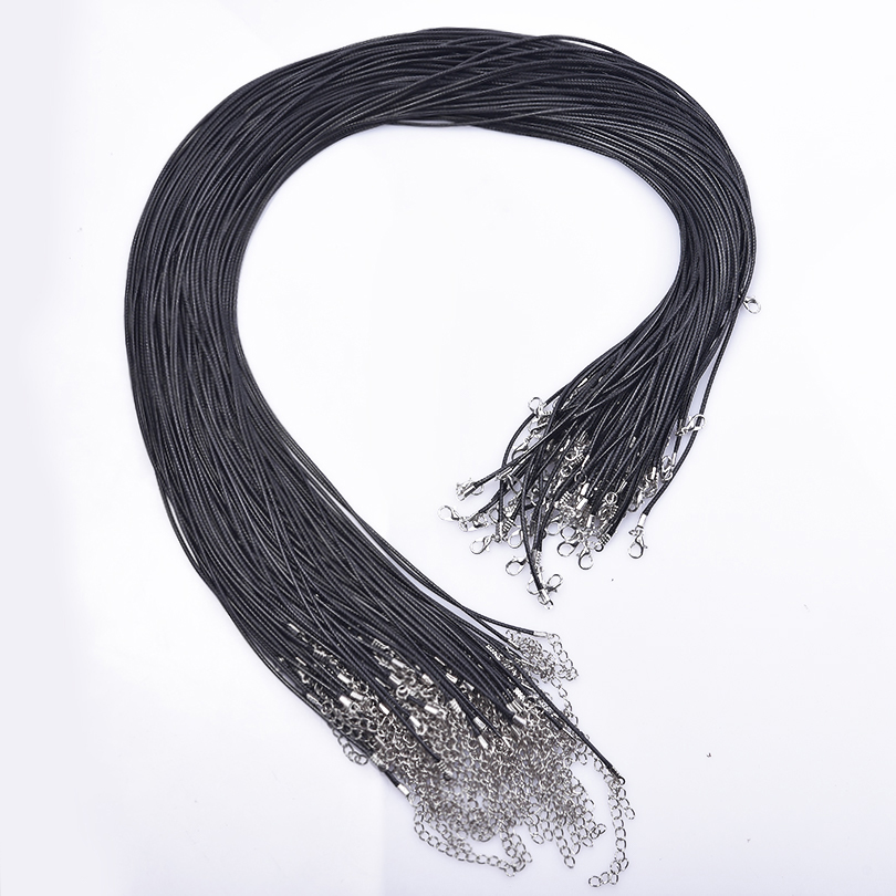 10/20/30pz FAI DA TE 50 centimetri Corda di Cuoio Collana A Catena per Le Donne Degli Uomini Accessori di colore Nero Intrecciato Cavo di Cera Regolabile chiusura a moschettone