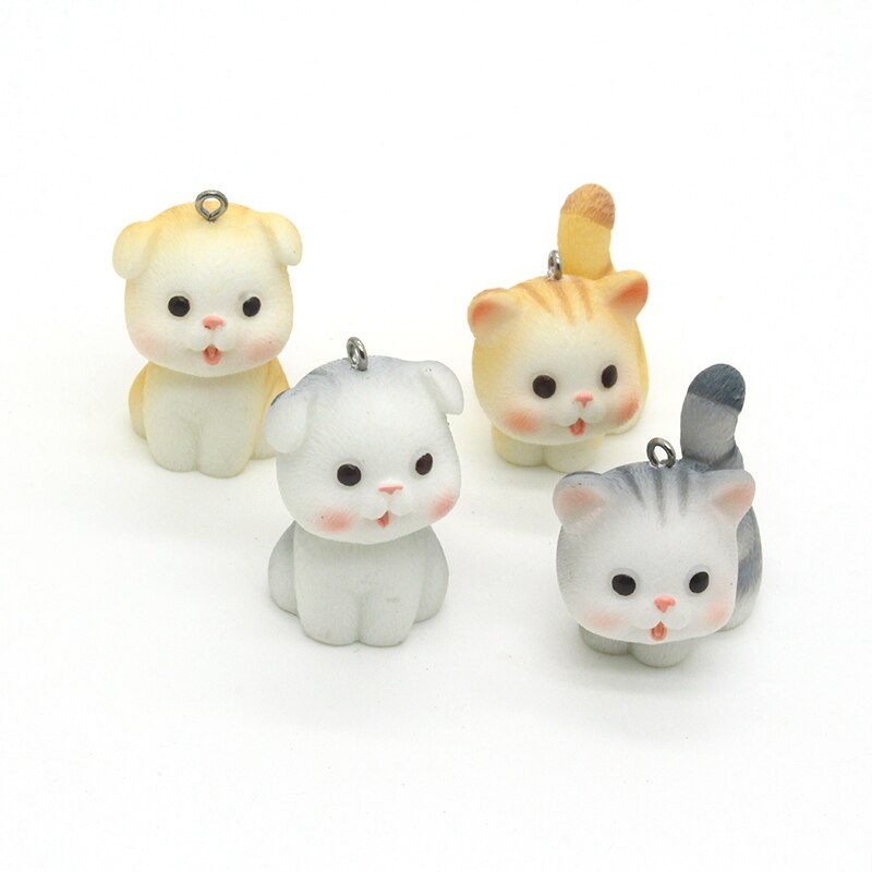 1 pz Kawaii 3D gatti portachiavi in resina Charms artigianato fai da te ciondolo animale accessorio fatto a mano Pet girocollo collana fascino gioielli fare