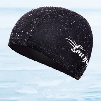Bonnet de natation pour hommes, en tissu, pour Spa, pour piscine, cheveux longs,: black