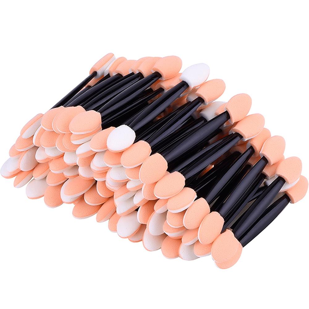 100 stk engangs øjenskygge børste dobbeltsidet svamp nylon sæt &amp; kits øjenskygge børster makeup kosmetisk applikator