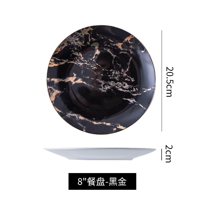 Nordic ceramic plate marmoror home ceramic tableware Restaurant: Silver