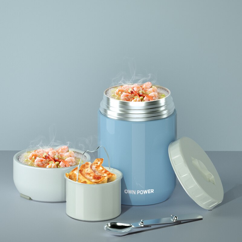 OWNPOWER termos na żywność, 1000ml/1200ml 316 pojemnik ze stali nierdzewnej biznes przenośny piknik, izolowane pudełko na obiad, makaron producent: niebieski / 1000 ml
