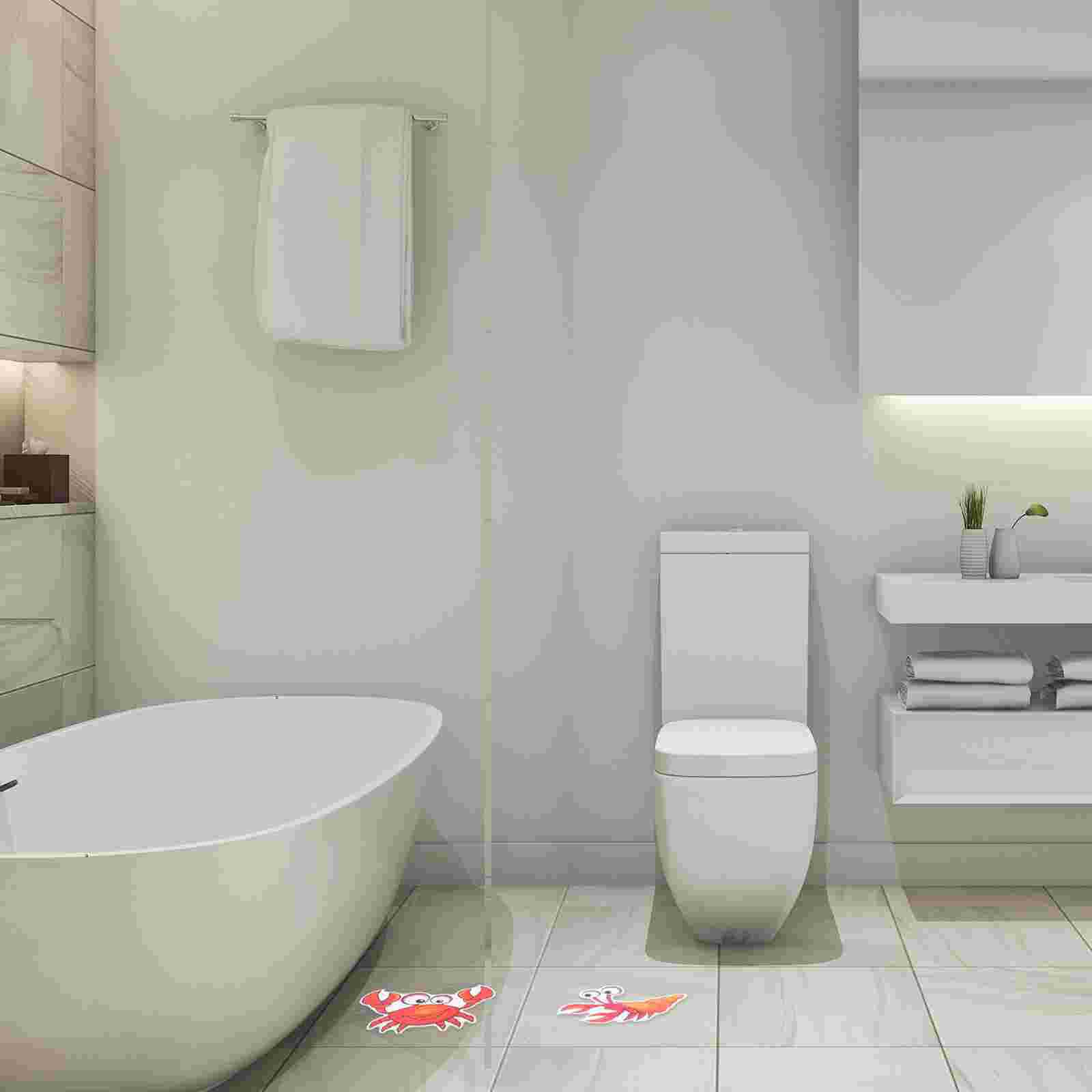 9Pcs Cartoon Bathtub Stickers Anti-Slip Bath Tub Frosted Stickers (Shrimp Crab)