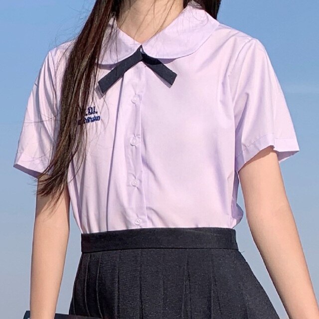 Uniforme de Escuela Japonesa para mujer, traje de Sailor, Falda plisada de cintura alta, Jk, traje informal de manga corta con lazo: Color1 / M