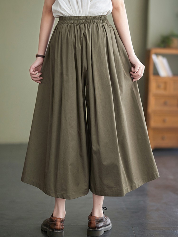 Pantaloni casuale da donna al polpaccio nuovo 2023 proprietà stile coreano tinta unita pantaloni larghi femminili in cotone confortevole B2402