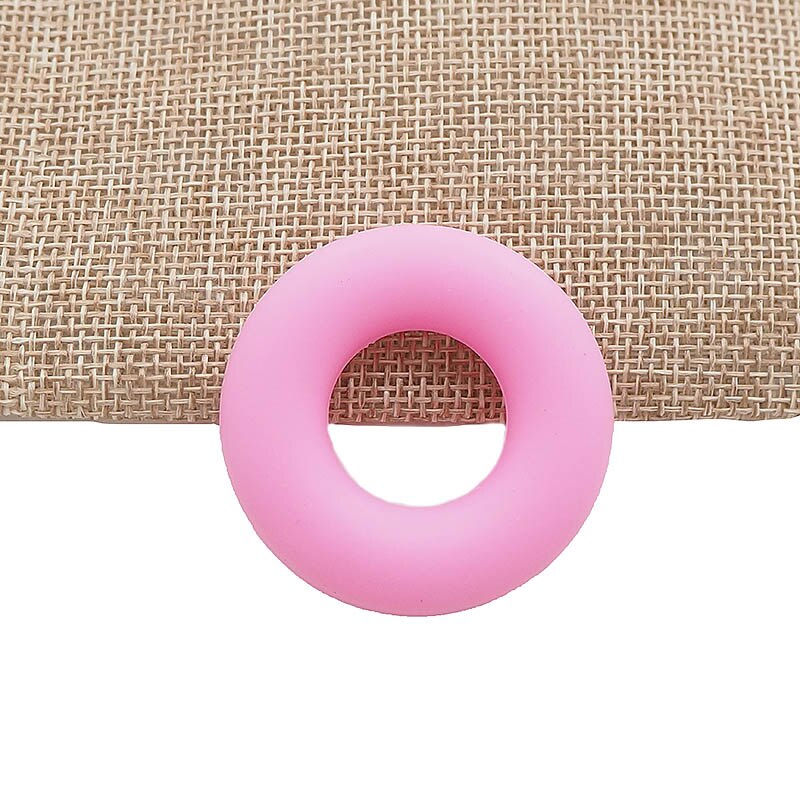 Chenkai-anneau de dentition Silicone sans BPA | Perles de donuts pour bébé, pour la fabrication bricolage, accessoires de jouets, 50 pièces: Pink