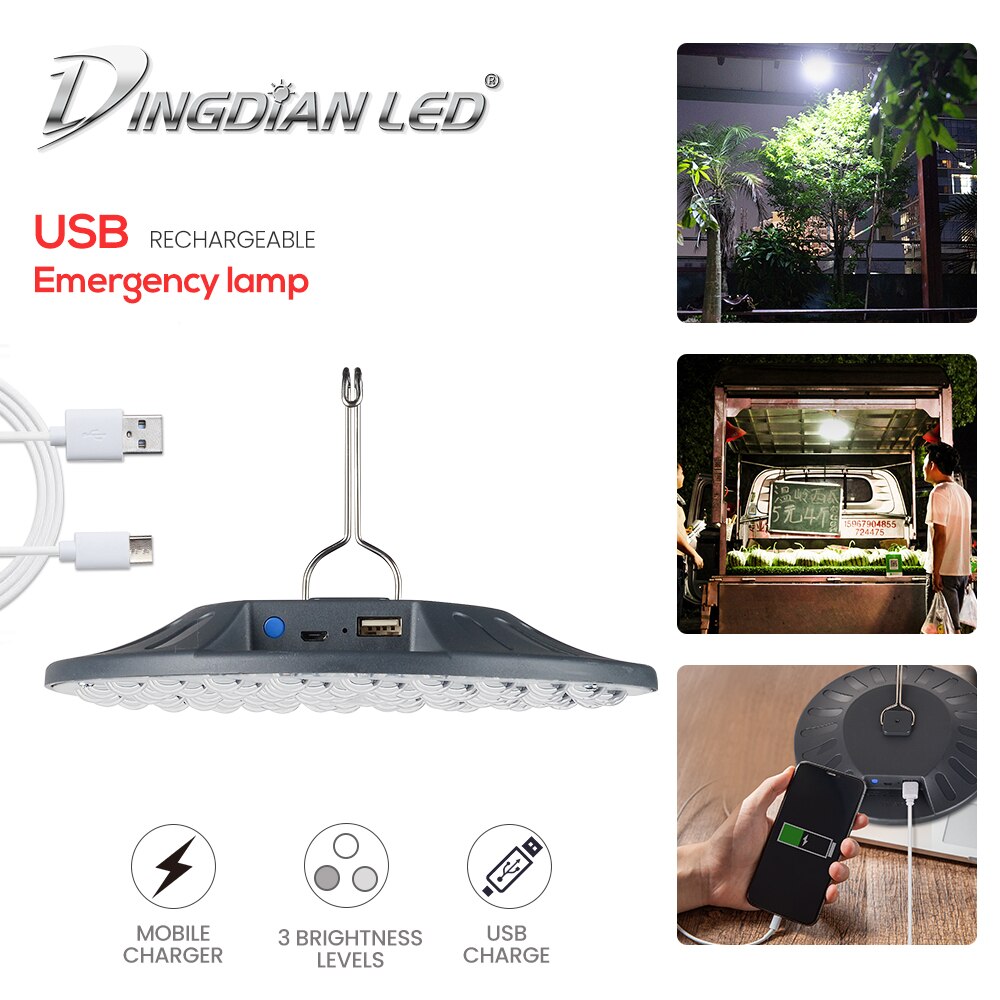 USB Rechargeable UFO High Bay Fixture LED Emergency Light Industrial Lighting Camping Night Market Lamp Indoor/Outdoor Powerbank