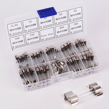250V 6x30mm 0.5A-30A Electronic Glass Tube Fuse Assortment Kit With Fuse Holder