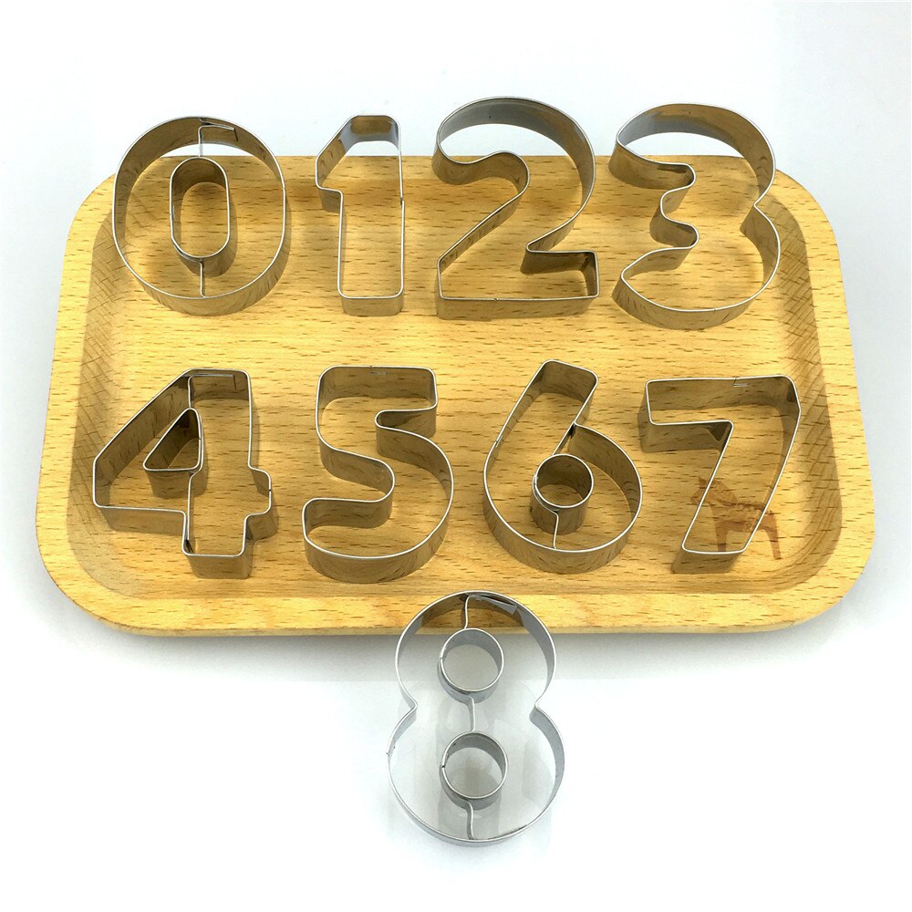 9 stks/set Creatieve Grote Size 0-8 Aantal Vorm Cookie Cutter Set Rvs Biscuit Mold Fondant Cutter Cake decorating Tool