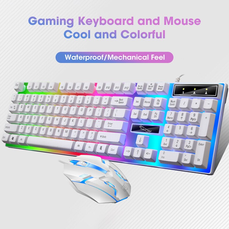 Gamer Keyboard And Mouse PC Gaming Keyboard RGB Backlit Keyboard Rubber Keycaps Wired English Keyboard Mouse Gamer Gaming Mouse