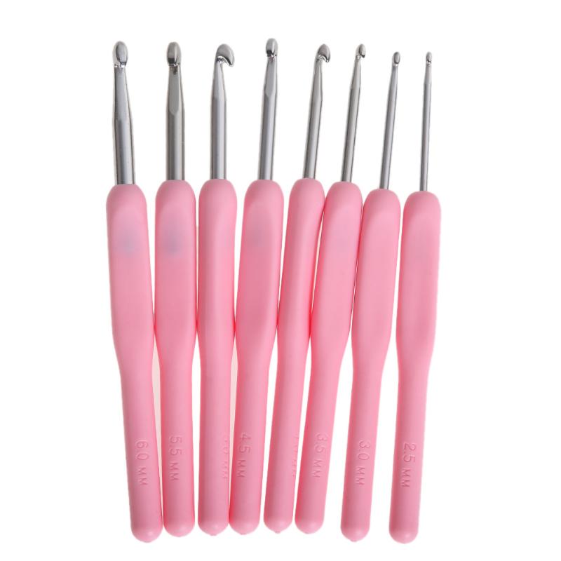 Conjunto de 8 unidades, gancho de ganchillo para manualidades de plástico de 2,5-6mm, manualidad de bordado con aguja para costura, Kit de manualidades, herramienta de telar, agujas de tejer: 02