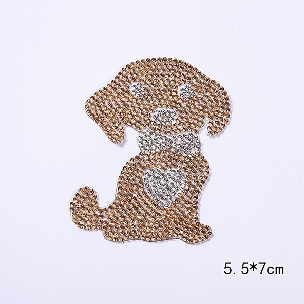 Dieren Strass Geappliceerd Accessoires Kleurrijke Hond En Eenhoorn Steentjes Naaien Voor Kleding Diy Decor Kid T-shirt Patch S-009: Dog