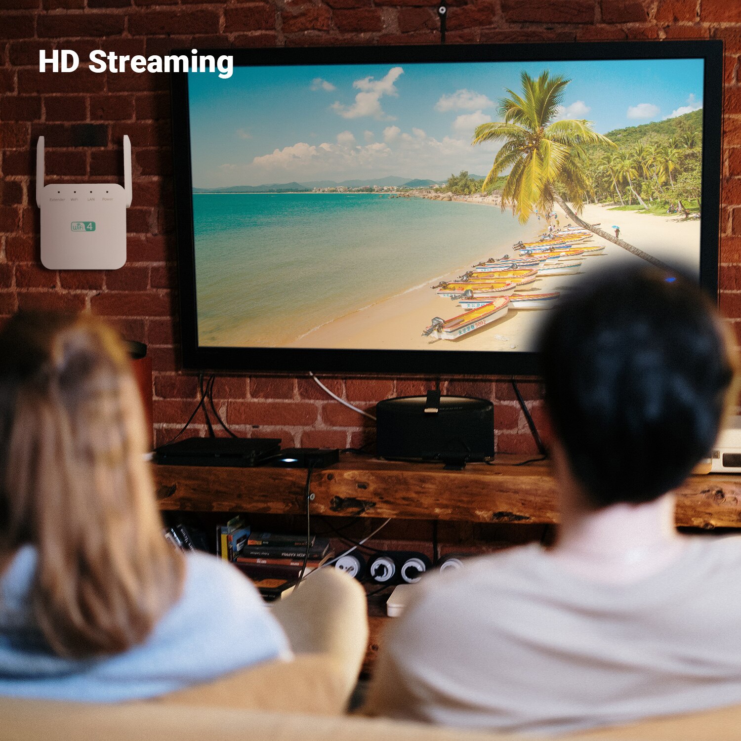 Wireless Repeater WiFi Internet Signal Enhancer Amplifier Booster WiFi Range Extender with Dual External Antennas 300Mbps