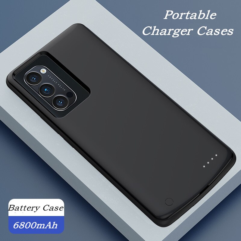 6800Mah Silm Siliconen Shockproof Acculader Case Voor Oppo Reno 4 Pro Extenal Power Bank Voor Oppo Reno 3 pro Powerbank