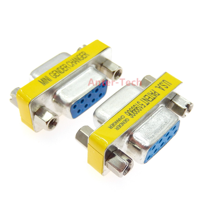 DB9 9 pines macho a hembra/macho a macho/hembra a hembra/mini adaptador cambiador de género conector Com de enchufe serie RS232: Gris oscuro