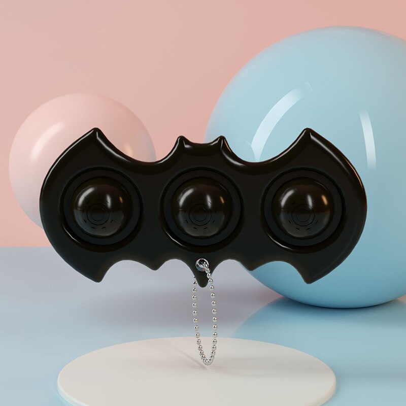 Adult Child Mini Push Bubble Sensory Toy Key Chain Autism Needs Squishy Stress Reliever Toys Funny Anti-stress Fidget Its: Black-DD023M