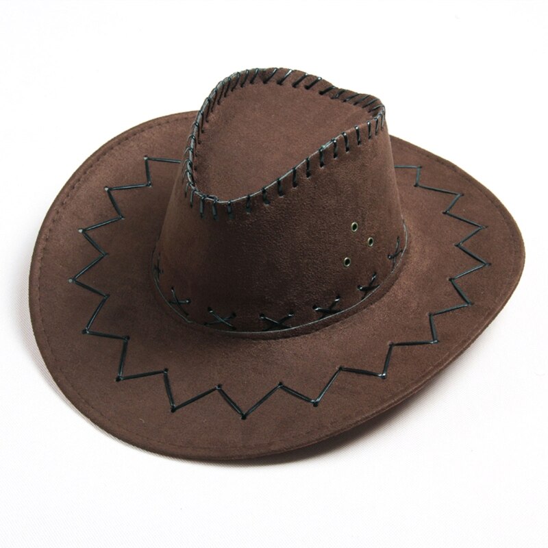 Albsales Unisex Leather Western Cowboy Hat - Black - Lightweight For Hiking & Horseback Riding