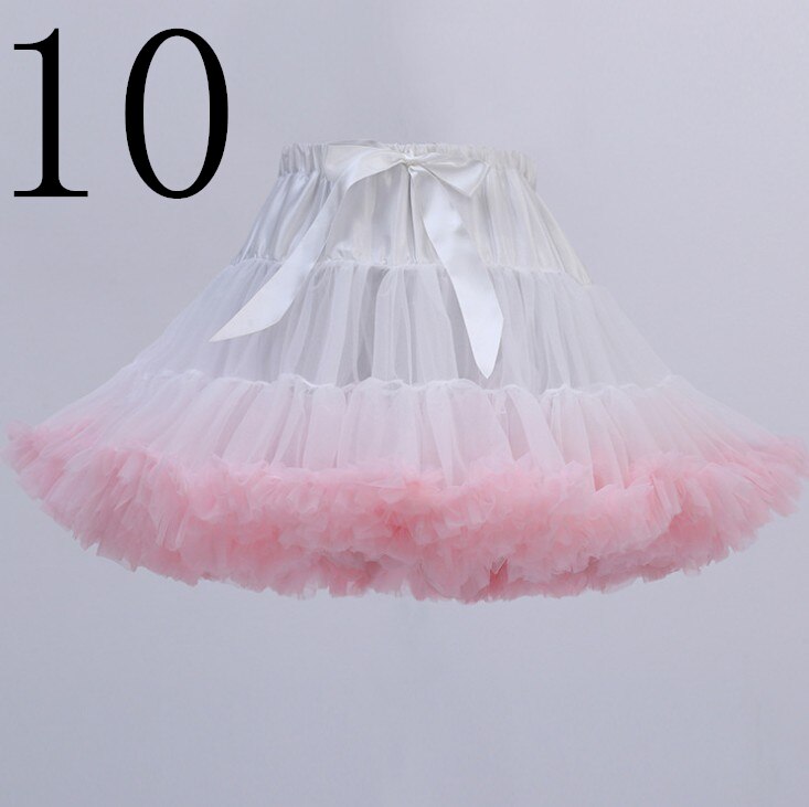 Jupon court en Tulle, Crinoline, tenue d'halloween ou robe de mariée Vintage, jupe Tutu sous-jupe Rockabilly: 10 white and pink