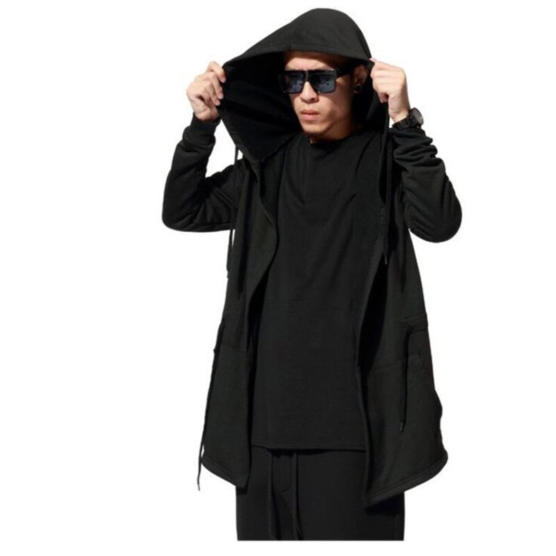 Manteau trench à capuche pour homme, long cardigan gothique, à la , punk rock, hip hop, 5XL