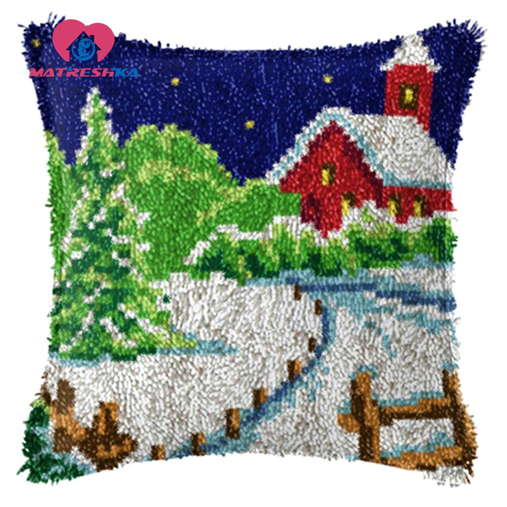Navidad Gfit bordado almohada pestillo gancho alfombra kits diy alfombras punto de cruz almohada hágalo usted mismo decoración de casa