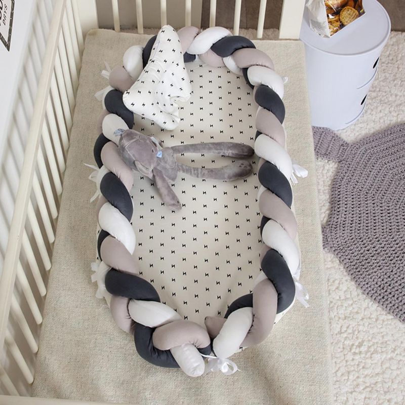 Portable Baby Knit Crib Newborn Sleeping Nest Soft Breathable Cotton Lounger for all cribs, cradles and cots