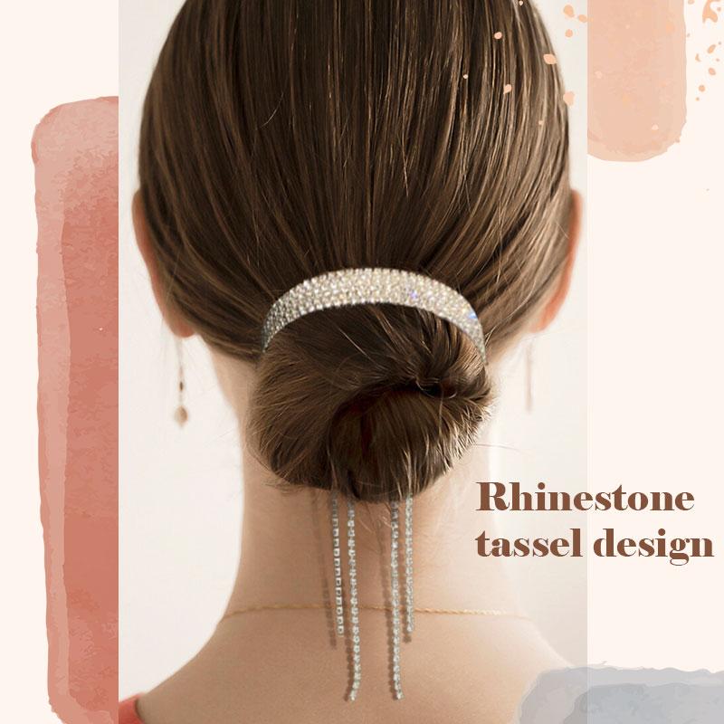 1Pc Elegante Strass Kwastje Hoofdtooi Haarspelden Voor Vrouwen Bijoux Crystal Haaraccessoires Bruiloft Sieraden Diamond Donut
