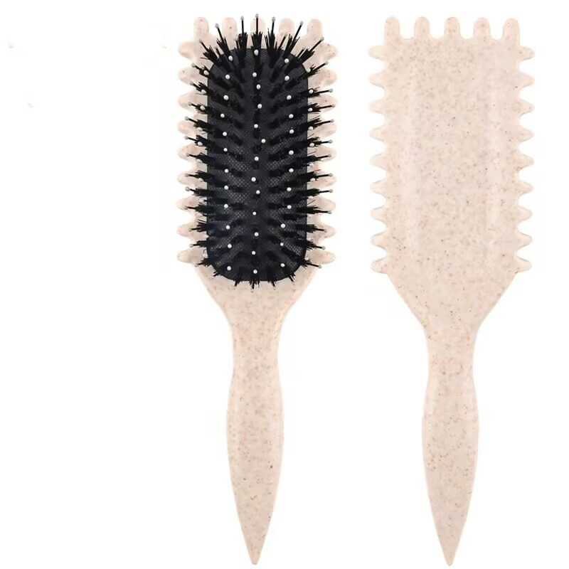 1 pz definizione dei capelli ricci spazzola per lo messa in piega rimozione delle rughe spazzola per capelli groviglio pettine per capelli ricci bagnati messa in piega strumento per capelli ricci: Beige