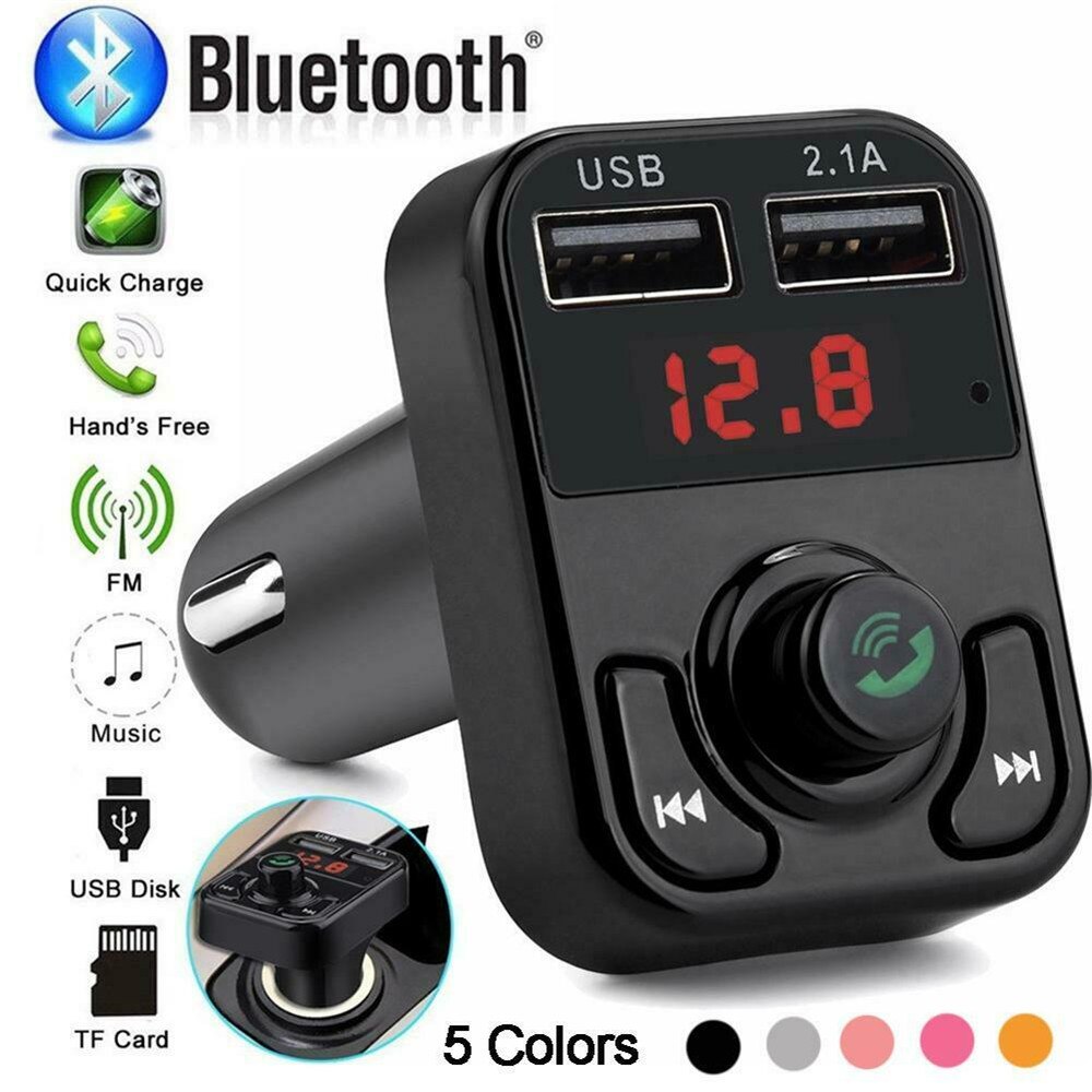Transmetteur sans fil Bluetooth 5.0 FM pour voiture, mains libres, chargeur MP3, double affichage, lecteur équipé, double USB