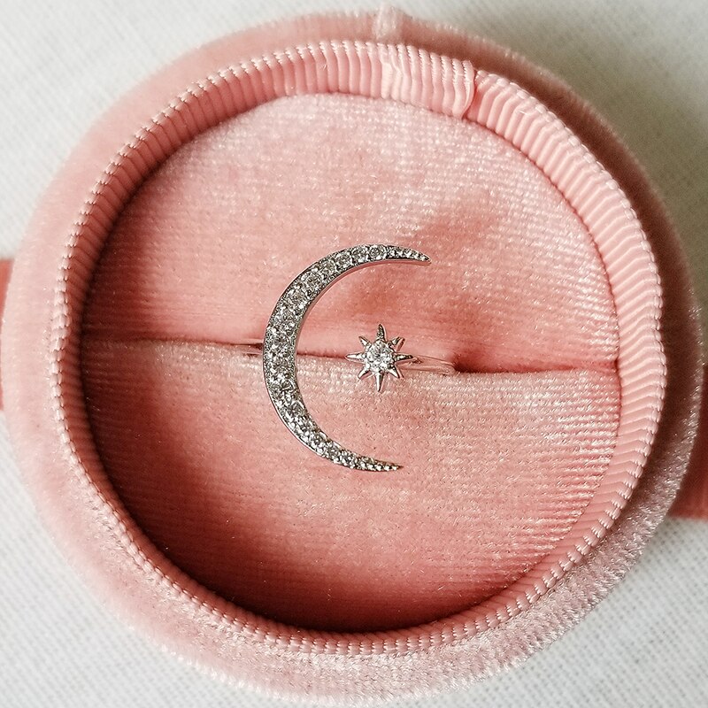 Moda na moda 925 anel de prata esterlina dedo lua estrela anel para mulheres jóias casamento noivado sepcial presente de natal r4596