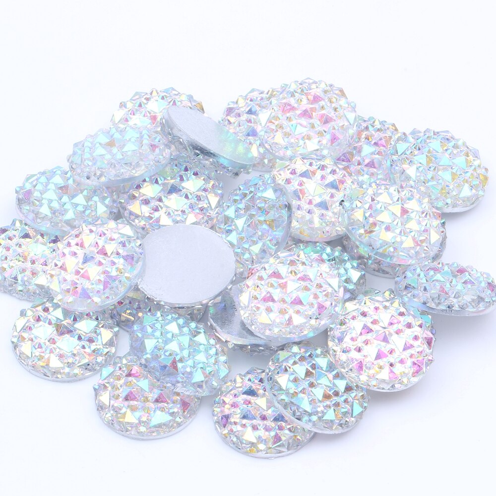 18 20 25 30MM Round stones Clear AB crystals flat back Resin Rhinestone applique Beads Gems For DIY Wedding Decoration Crafts