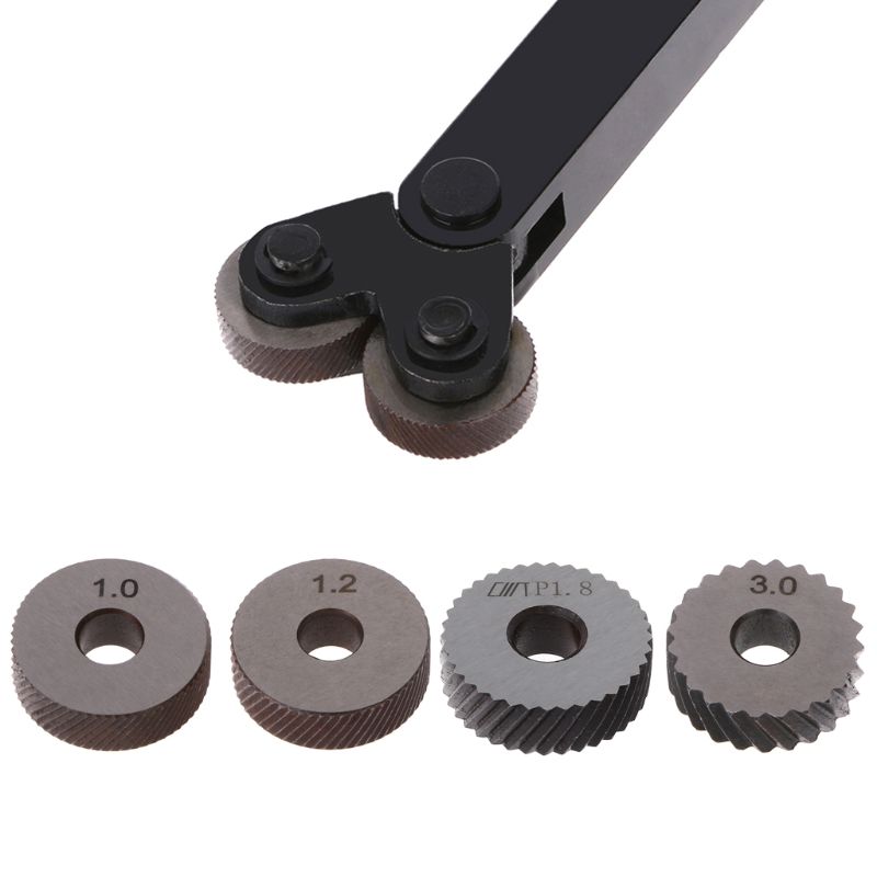2pcs Diagonal Linear Knurl Wheels Knurling Knurler Tool 1.0/1.2/1.8/3.0mm Pitch