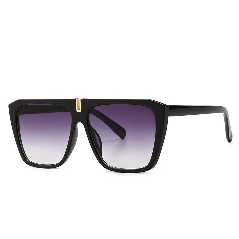 Mode Spuare Frame Classic Vrouwen Zonnebril Trendy Gradiënt Lens Zonnebril Celebrity Zonnebril Party Gold Bril: Black