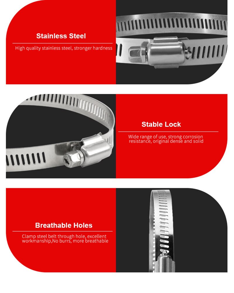 10cm 20cm 30cm 40cm Length Adjustable Stainless Steel Pipe Pole Mount Bracket Worm Gear Hose Clamp for Surveillance CCTV Camera