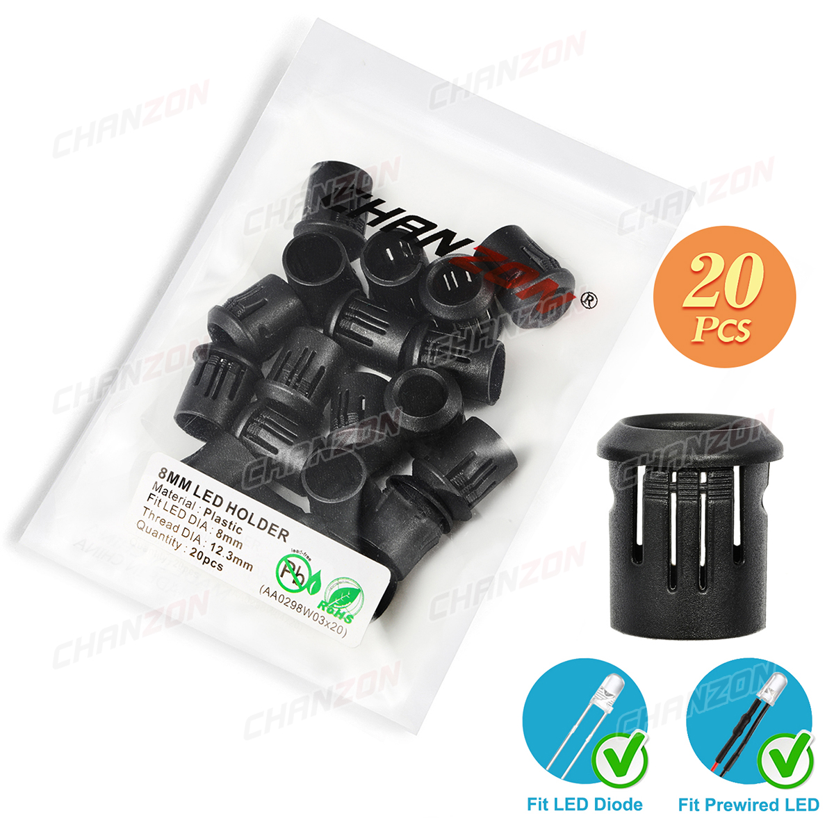 3mm 5mm 8mm 10mm LED Halfter Sockel Clip Lünette Leuchtdiode Lampe Basis Abdeckung Kunststoff Anzeige montieren Tafel Blub Tasse fallen: Blau