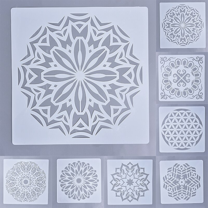 Mandala Lotus Schablone Malerei Geometrie Boden Zauberstab Dekorative Vorlage DIY Sammelalbum Färbung Präge Album Werkzeug