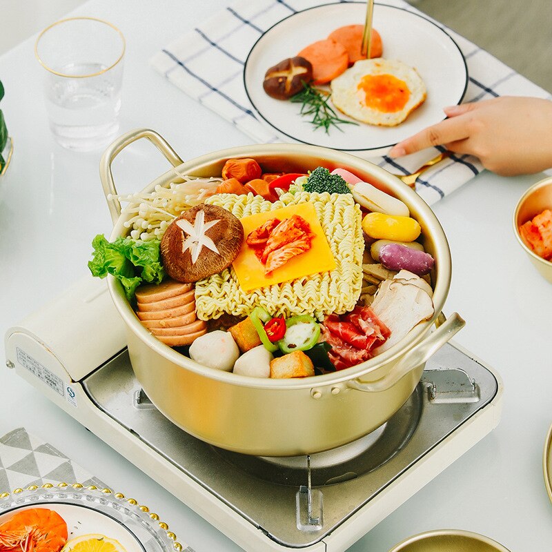 Chic Gold Soup Pot Aluminum alloy Non-stick Milk Pot Stockpot Cooker Salad Noodle Bowl Kitchen Cooking Tools 1PC cookware set