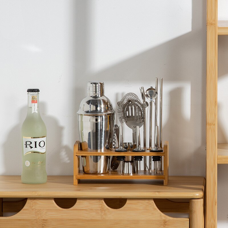 13 Pcs Cocktail Shakers Shakers Mixers Bar Tools Wine Sets Wine Corks Jigger Spoon with Stand Recipes