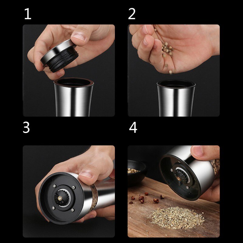 Utensilios de cocina para el hogar utensilios de cocina de acero inoxidable saleros manuales y pimentero Molino de hierbas molinillo de pimienta molino de cerámica