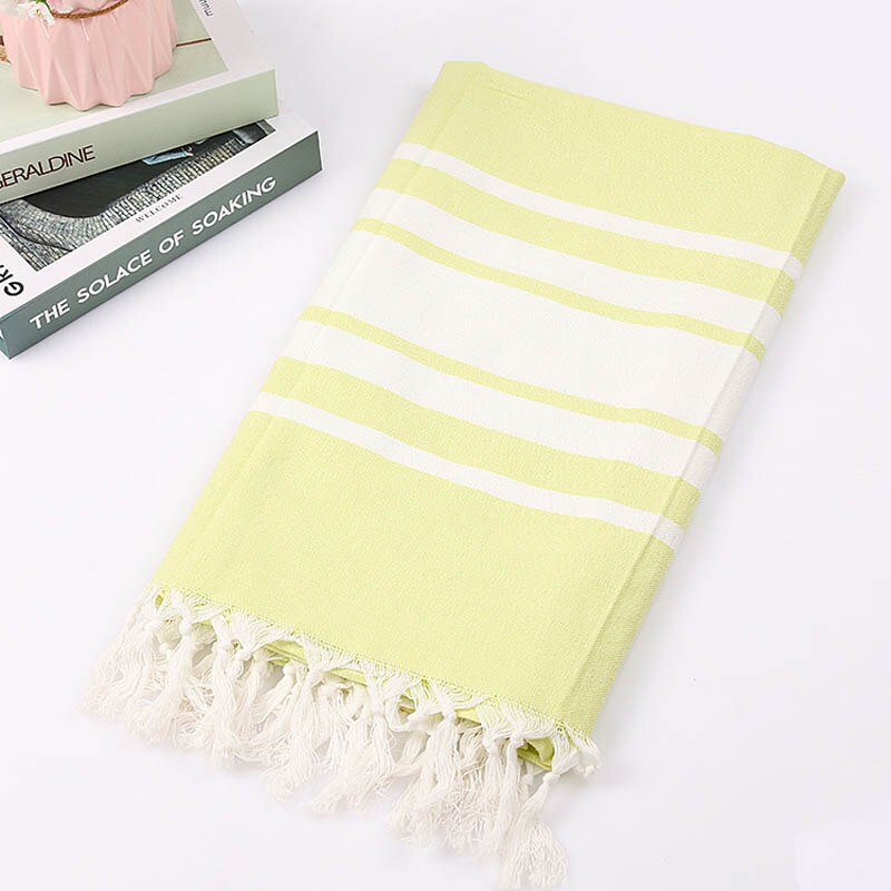 Turkish Tassel Bath Towel for Women Adult Beach Towels Summer Shawl Sunscreen Tassel Tapestry 100x180cm Bath Towel Towel: yellow stripe