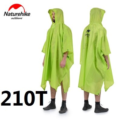 Naturehike-Chaqueta de lluvia 3 en 1 para acampar al aire libre, senderismo, ciclismo, impermeable, Poncho, MINI lona, parasol, tienda, huella, alfombra para campamento: 210T green