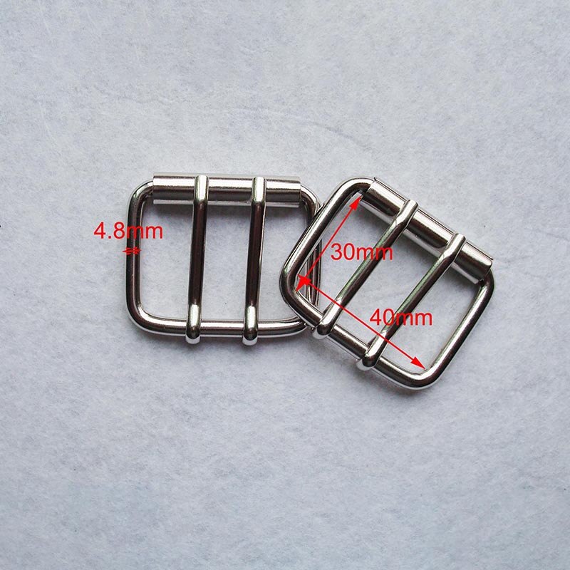 Meetee 4 Uds doble Pin zapatos hebilla tamaño interior 40mm hebillas de cinturón ajustables equipaje bolso DIY cuero accesorios decorativos: silver