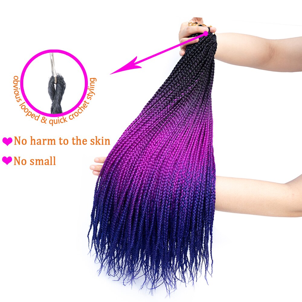 19 Color Ombre Box Crochet Hair Braids 24 Inch Zizi Synthetic Hair Extension For Braids Kanekalon Braiding Hair Pre Stretched
