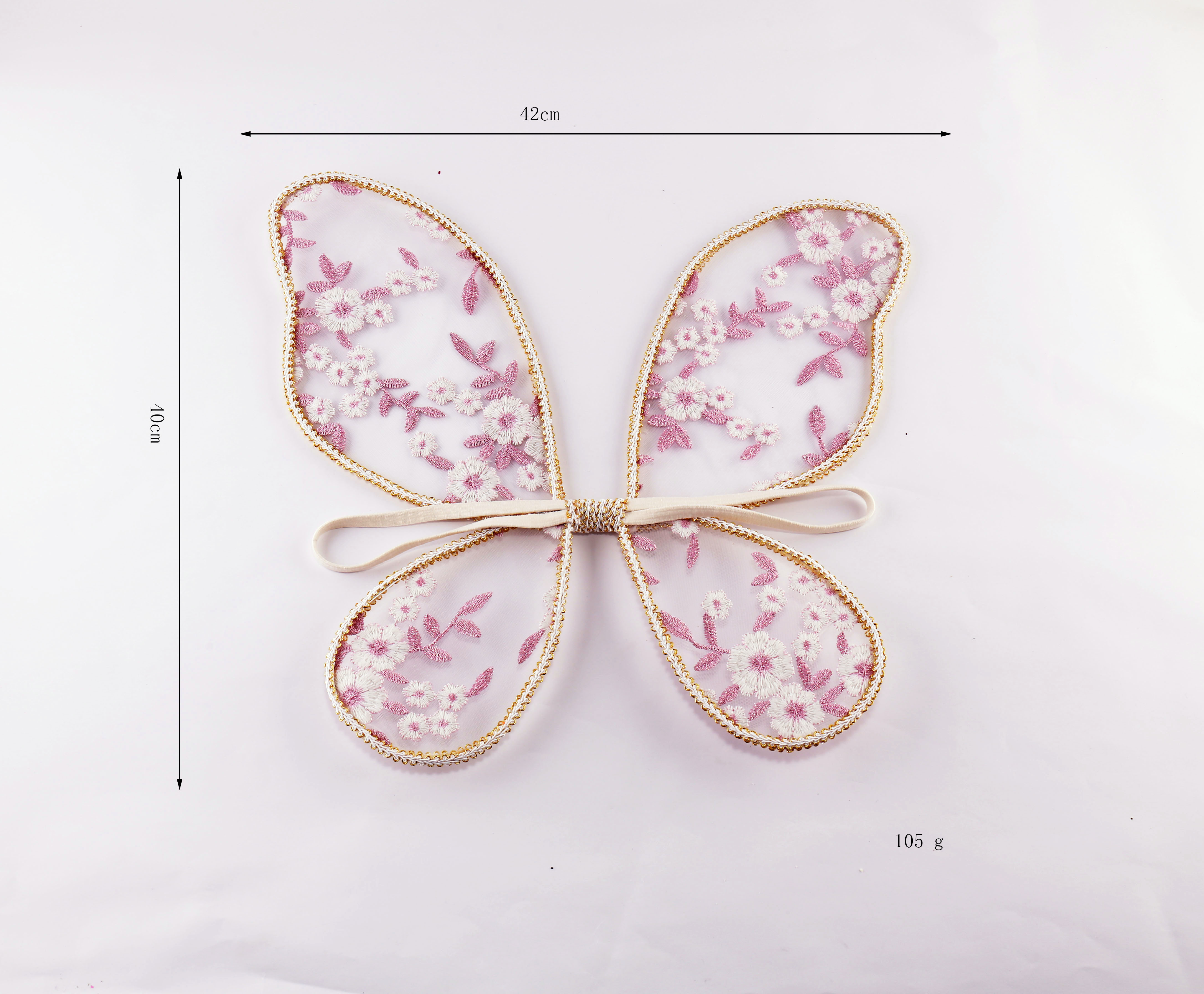 Baby Blumen Fee Flügel Spitze handgemachte Stickerei rosa Blume Schmetterling Flügel für Party Cosplay