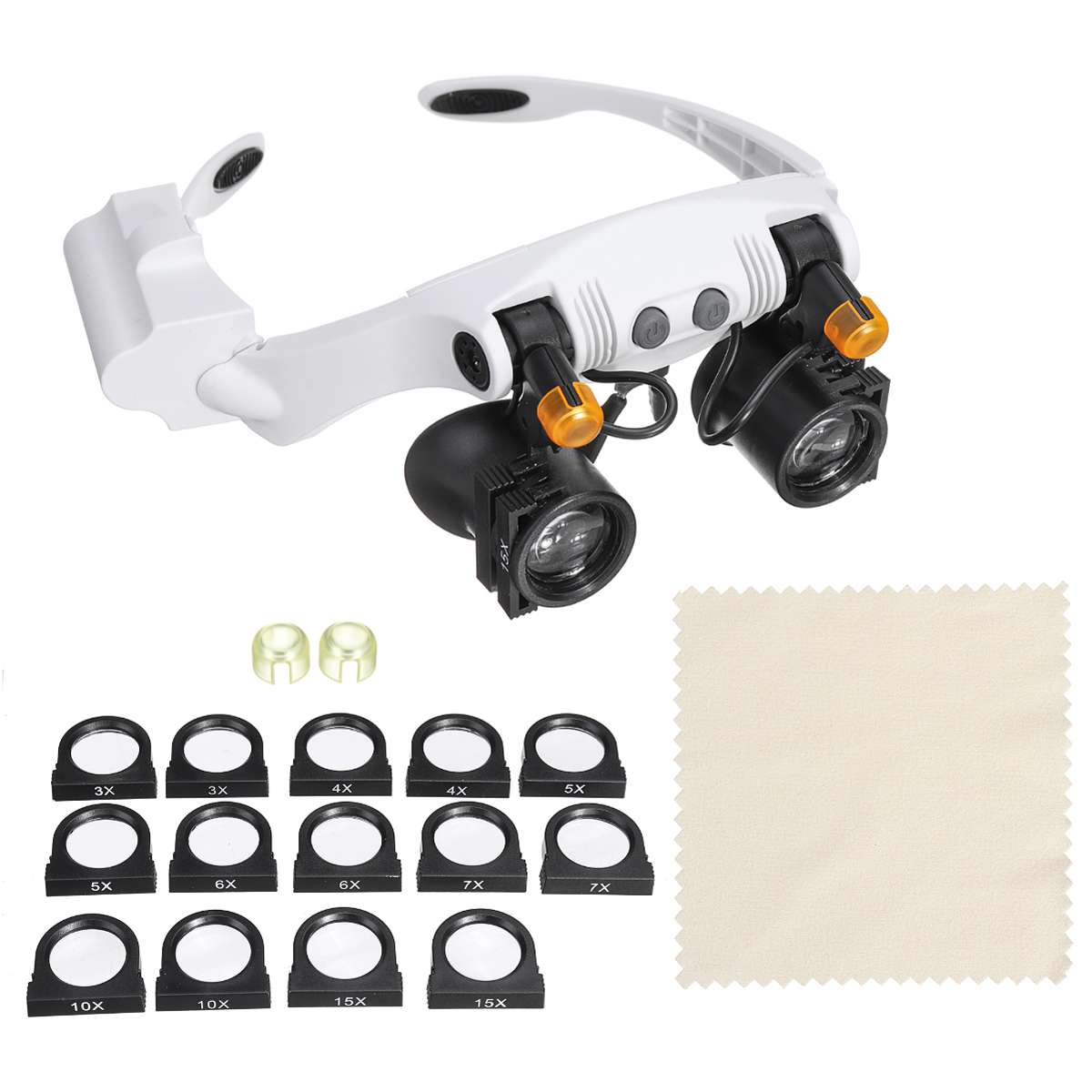 3/4/5/6/7/10/15X Bril Vergrootglas Glas 6 Lens Loupe Eyewear vergrootglas Met Led-verlichting Lamp Hoofdband Led Vergrootglas