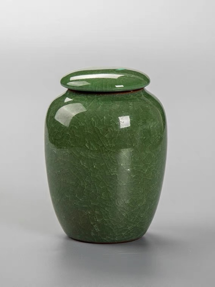 Grøn is knæk glasur keramisk begravelse urn til mindesmærker lille holder op  to 30 kubikcentimeter aske kremering urn til aske