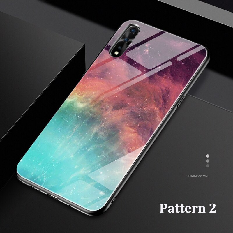 Obudowa zorze polarne robić HUAWEI Y8P obudowa ze szkła hartowanego gwiaździste niebo projekt Funda robić Huawei Y8p pokrywa odporna na wstrząsy Funda: czerwony